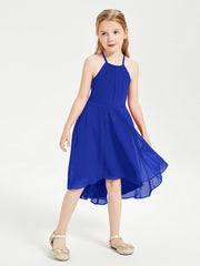 Abiti Damigella Junior Alla Moda Lunghezza Al Polpaccio Gonna Asimmetrica Blu Royal