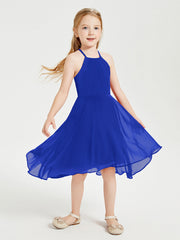 Abiti Damigella Junior Alla Moda Lunghezza Al Polpaccio Gonna Asimmetrica Blu Royal