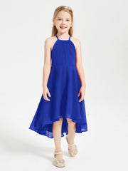 Abiti Damigella Junior Alla Moda Lunghezza Al Polpaccio Gonna Asimmetrica Blu Royal