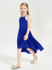 Abiti Damigella Junior Alla Moda Lunghezza Al Polpaccio Gonna Asimmetrica Blu Royal
