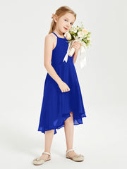 Abiti Damigella Junior Alla Moda Lunghezza Al Polpaccio Gonna Asimmetrica Blu Royal