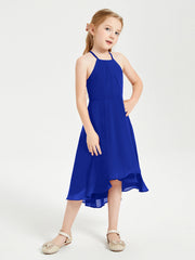 Abiti Damigella Junior Alla Moda Lunghezza Al Polpaccio Gonna Asimmetrica Blu Royal