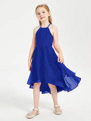Abiti Damigella Junior Alla Moda Lunghezza Al Polpaccio Gonna Asimmetrica Blu Royal