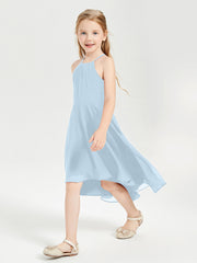 Abiti Damigella Junior Alla Moda Lunghezza Al Polpaccio Gonna Asimmetrica Blu Cielo