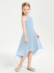 Abiti Damigella Junior Alla Moda Lunghezza Al Polpaccio Gonna Asimmetrica Blu Cielo