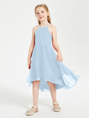 Abiti Damigella Junior Alla Moda Lunghezza Al Polpaccio Gonna Asimmetrica Blu Cielo
