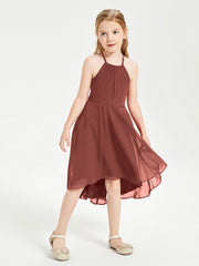 Abiti Damigella Junior Alla Moda Lunghezza Al Polpaccio Gonna Asimmetrica Terracotta