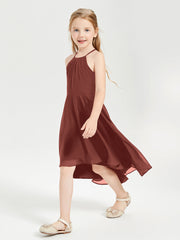 Abiti Damigella Junior Alla Moda Lunghezza Al Polpaccio Gonna Asimmetrica Terracotta
