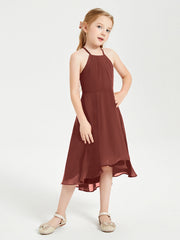 Abiti Damigella Junior Alla Moda Lunghezza Al Polpaccio Gonna Asimmetrica Terracotta