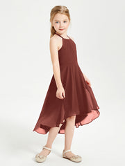 Abiti Damigella Junior Alla Moda Lunghezza Al Polpaccio Gonna Asimmetrica Terracotta