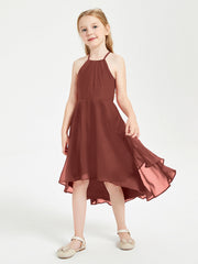 Abiti Damigella Junior Alla Moda Lunghezza Al Polpaccio Gonna Asimmetrica Terracotta