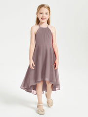 Abiti Damigella Junior Alla Moda Lunghezza Al Polpaccio Gonna Asimmetrica Malva Vintage