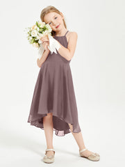 Abiti Damigella Junior Alla Moda Lunghezza Al Polpaccio Gonna Asimmetrica Malva Vintage