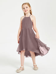 Abiti Damigella Junior Alla Moda Lunghezza Al Polpaccio Gonna Asimmetrica Malva Vintage
