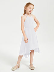 Abiti Damigella Junior Alla Moda Lunghezza Al Polpaccio Gonna Asimmetrica Bianco