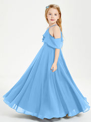 Abiti Damigella Junior Lungo Con Spalle Scoperte Blu