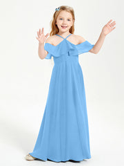 Abiti Damigella Junior Lungo Con Spalle Scoperte Blu