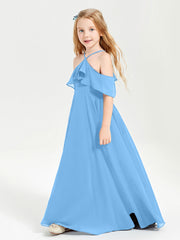 Abiti Damigella Junior Lungo Con Spalle Scoperte Blu