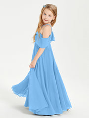 Abiti Damigella Junior Lungo Con Spalle Scoperte Blu