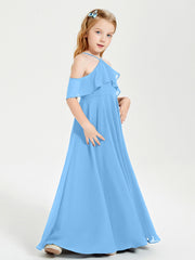 Abiti Damigella Junior Lungo Con Spalle Scoperte Blu