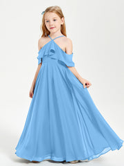 Abiti Damigella Junior Lungo Con Spalle Scoperte Blu