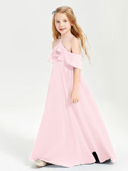Abiti Damigella Junior Lungo Con Spalle Scoperte Rosa Cipria