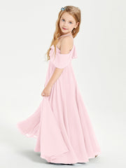 Abiti Damigella Junior Lungo Con Spalle Scoperte Rosa Cipria