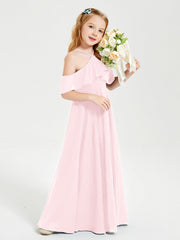 Abiti Damigella Junior Lungo Con Spalle Scoperte Rosa Cipria