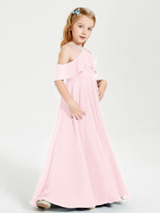 Abiti Damigella Junior Lungo Con Spalle Scoperte Rosa Cipria