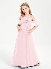 Abiti Damigella Junior Lungo Con Spalle Scoperte Rosa Cipria