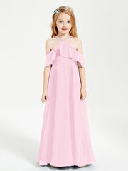Abiti Damigella Junior Lungo Con Spalle Scoperte Rosa Bonbon