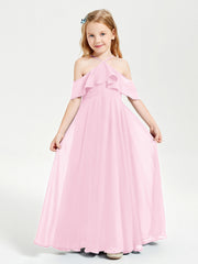 Abiti Damigella Junior Lungo Con Spalle Scoperte Rosa Bonbon