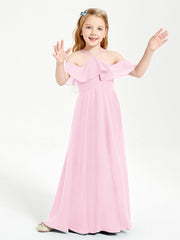 Abiti Damigella Junior Lungo Con Spalle Scoperte Rosa Bonbon