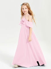 Abiti Damigella Junior Lungo Con Spalle Scoperte Rosa Bonbon