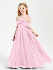 Abiti Damigella Junior Lungo Con Spalle Scoperte Rosa Bonbon