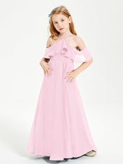 Abiti Damigella Junior Lungo Con Spalle Scoperte Rosa Bonbon