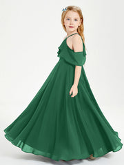 Abiti Damigella Junior Lungo Con Spalle Scoperte Verde Scuro