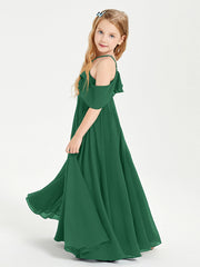 Abiti Damigella Junior Lungo Con Spalle Scoperte Verde Scuro