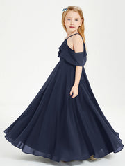 Abiti Damigella Junior Lungo Con Spalle Scoperte Blu Scuro