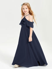Abiti Damigella Junior Lungo Con Spalle Scoperte Blu Scuro