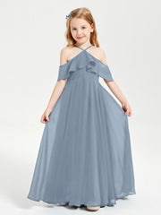 Abiti Damigella Junior Lungo Con Spalle Scoperte Azzurro Polvere