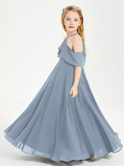 Abiti Damigella Junior Lungo Con Spalle Scoperte Azzurro Polvere