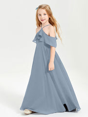 Abiti Damigella Junior Lungo Con Spalle Scoperte Azzurro Polvere