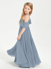 Abiti Damigella Junior Lungo Con Spalle Scoperte Azzurro Polvere