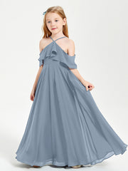 Abiti Damigella Junior Lungo Con Spalle Scoperte Azzurro Polvere