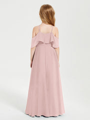 Abiti Damigella Junior Lungo Con Spalle Scoperte Rosa Polvere