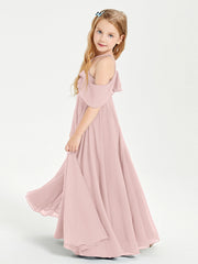 Abiti Damigella Junior Lungo Con Spalle Scoperte Rosa Polvere
