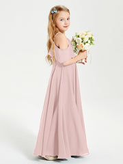 Abiti Damigella Junior Lungo Con Spalle Scoperte Rosa Polvere