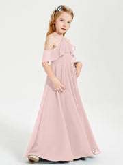 Abiti Damigella Junior Lungo Con Spalle Scoperte Rosa Polvere