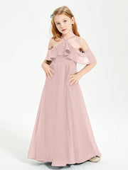 Abiti Damigella Junior Lungo Con Spalle Scoperte Rosa Polvere
